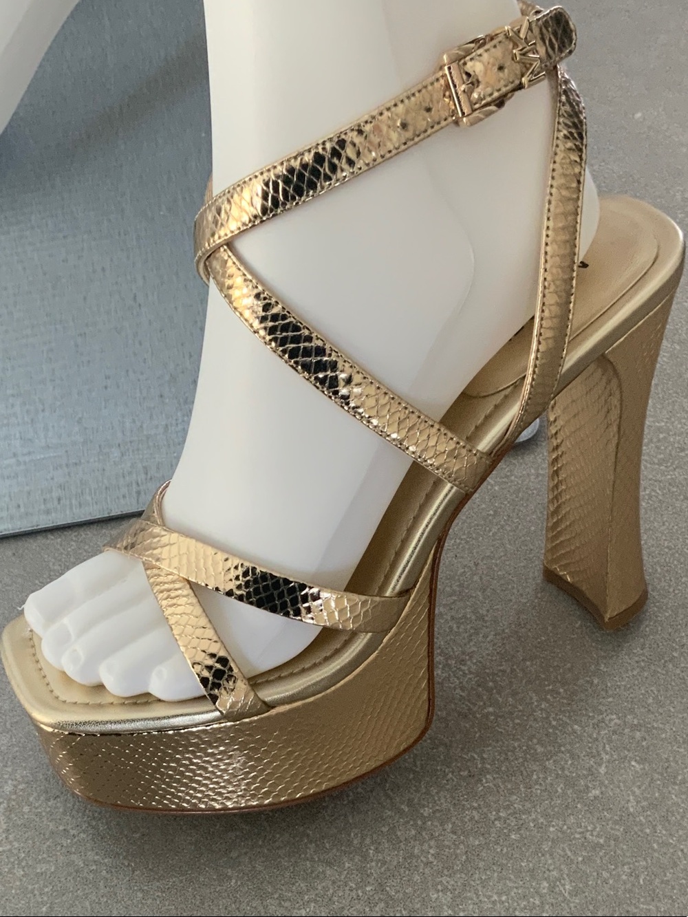 MICHAEL Michael Kors Gold Metallic Strappy Platform Sandals
